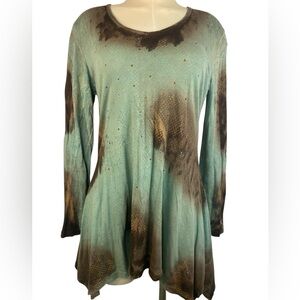 Rods Long Sleeve Brown and Green Top Women’s Medium